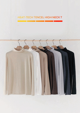히트택 텐셀 하이넥 티셔츠 (8 color)
