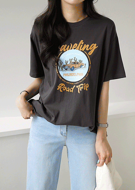 트랩 프린팅 티셔츠 (2 color)